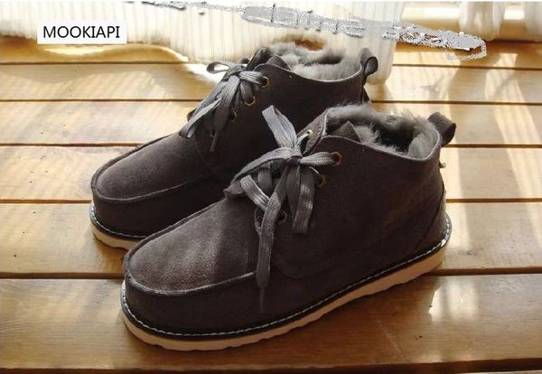 

australian fashionable sheepskin and fur men's snow boots in 2019, 100% pure wool men's shoes, delivery, Black