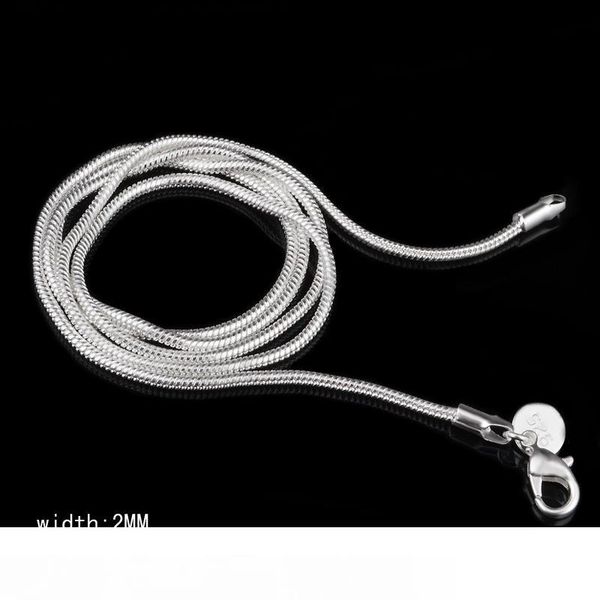 

promoti925 silver chain necklace 2mm 16in 18in 20in 22in 24in mixed smooth snake chain necklace necklaces jewelry 1347
