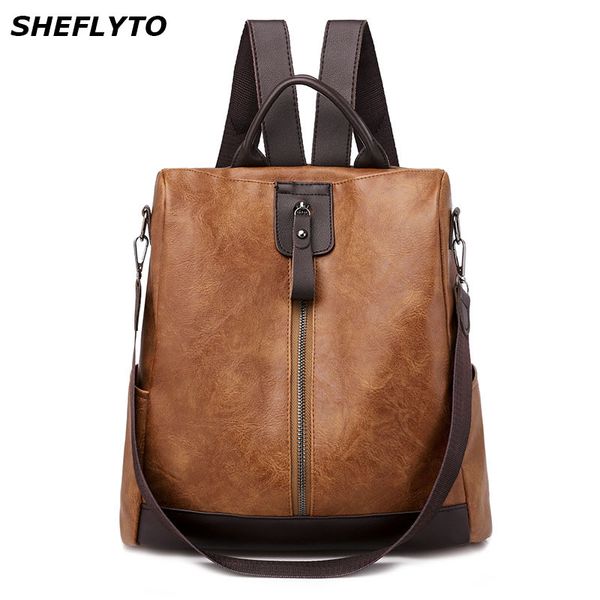 

2020 new pu leather backpacks women school bags for teenager girls waterproof vintage soft backpacks travel shoulder bags female