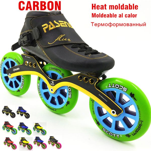 

professional heat moldable carbon inline speed skate 3 wheel 125mm inline roller skates speed man women rolki