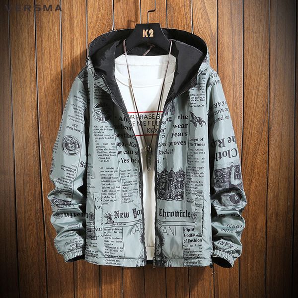 

versma japanese harajuku graffiti printed mens jackets coats hip hop streetwear vintage oversized jacket coat men dropshipping, Black;brown