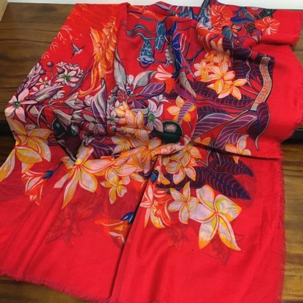 All'ingrosso-Nuovo design del marchio di grandi dimensioni 190 cm - 130 cm 100% cashmere materiale stampa fiori lunghe sciarpe pashmina per le donne