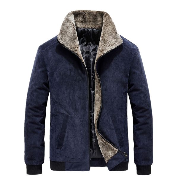 

4xl large size autumn winter men's warm fleece jacket thick windproof lapel cotton coat outdoor riding hiking tactical jackets, Blue;black