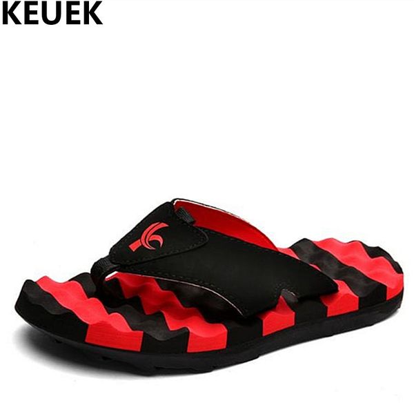 

summer fashion men slippers korean non-slip slides personality beach flip flops 01b, Black