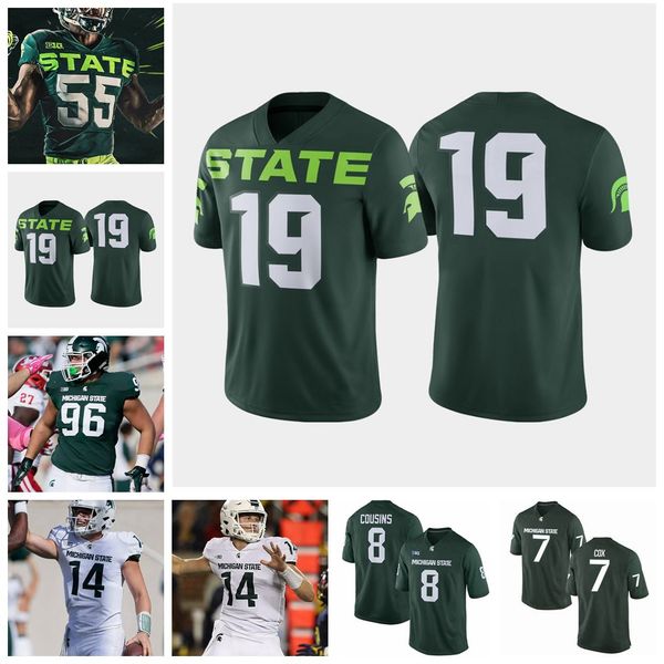 

michigan state spartans football jerseys brian lewerke jersey joe bachie jr kenny willekes dimitri douglas kirk cousins custom stitched, Black