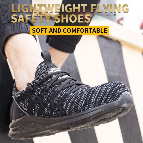 

labor insurance shoes breathable anti-smashing anti-piercing safety boots non-slip wear-resistant breathable work safety shoes, Black