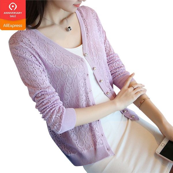 

special price, thin knitted sweater, women's cardigan jacket, 2019 summer thin sunscreen, short air conditioning shirt, White