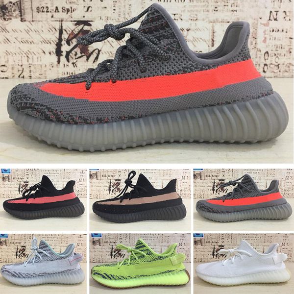 

kanye west men desinger running shoes 2019 women trainers sesame blue tint semi frozen yellow cream zebra bred sports sneakers 36-47