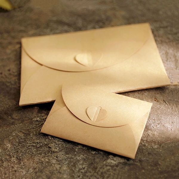 

10pcs vintage love button envelope kraft paper gift envelope box brown paper letter bags small&large