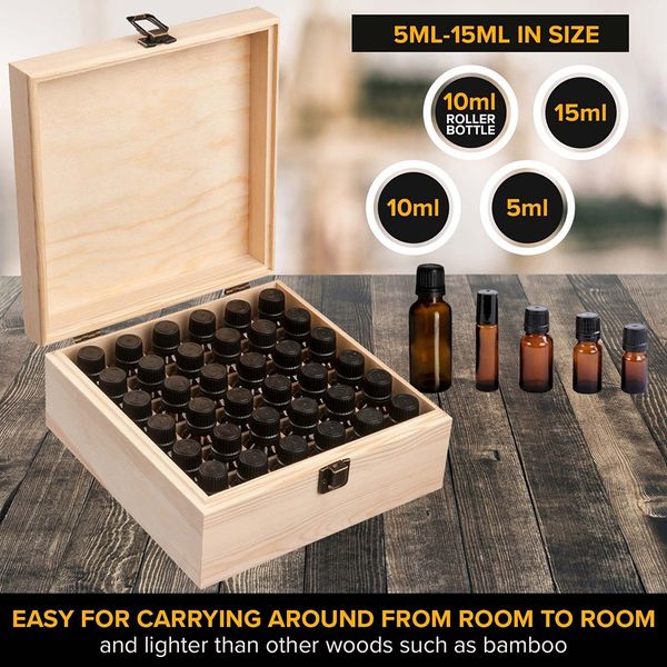 

36/25 slot essential oil bottle wooden storage box case aromatherapy oil bottle organizer premium wooden makeup case holder