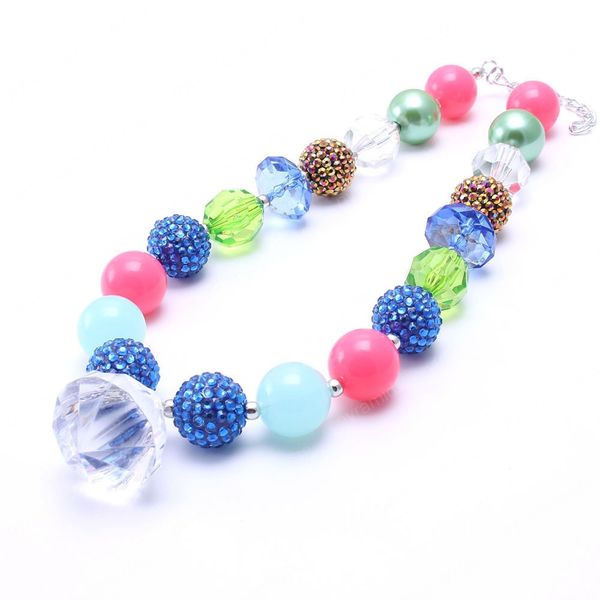 

fashion water drop pendant chunky beads necklace for child/kids/girls chunky bubblegum necklace for baby jewelry, Red;brown