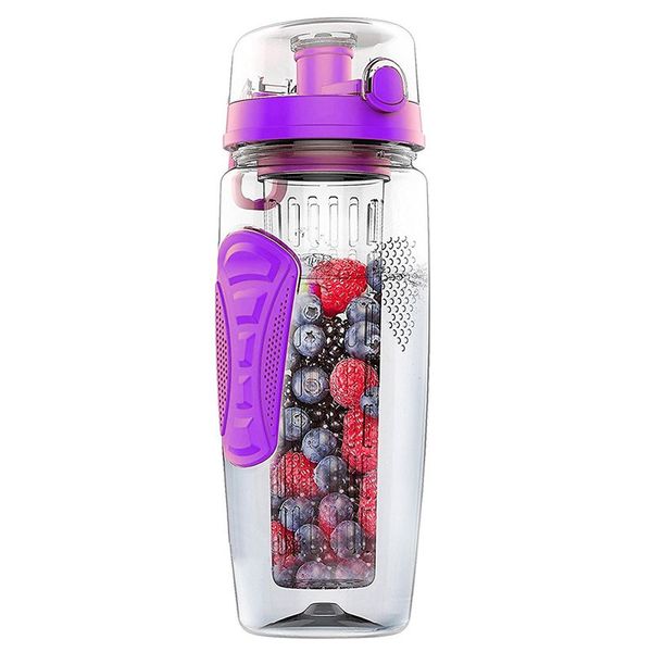 

1000ml/32oz fruit infusing infuser water bottle plastic sports detox health