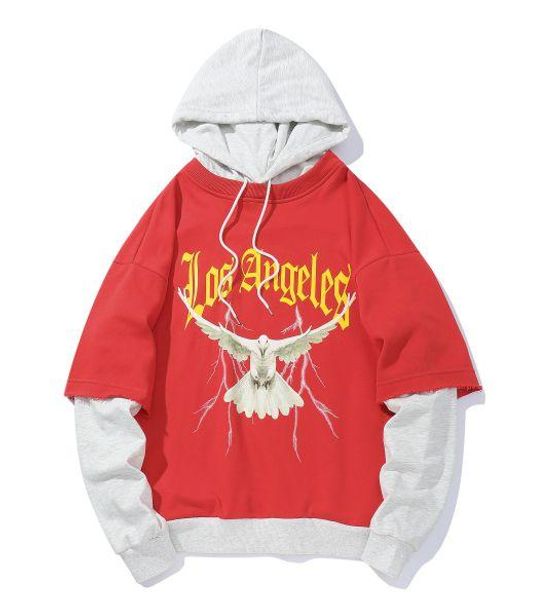 

re htrelt brand mens hoodie autumn fake two sets of stitching cotton hoodies casual fashion pullover official new style europe and america, Black