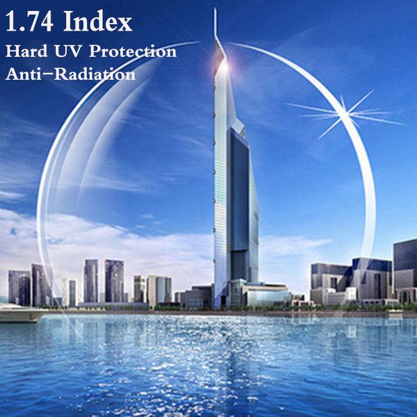 

1.74 index ultra thin cr-39 aspheric prescription myopia presbyopia glasses optical lens uv protect anti-radiation 2 pcs rs202, Silver