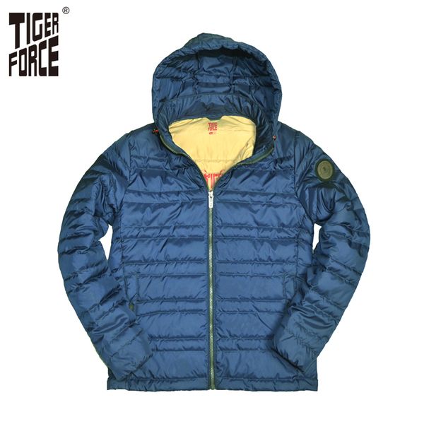 

tiger force 2017 new arrival men fashion padded jacket hooded thin cotton padding coat polyester detachable hood ing, Black