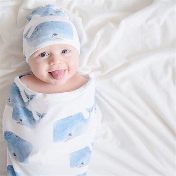 

baby sleeping bags hats newborn cotton cartoon dinosaur sleep sacks toddler swaddles caps shark flowers printing swaddling blanket e22602