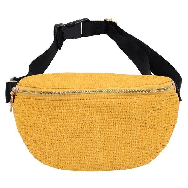 

solid waist bags zipper women beach leisure pockets fashion diagonal shoulder chest women bag yellow