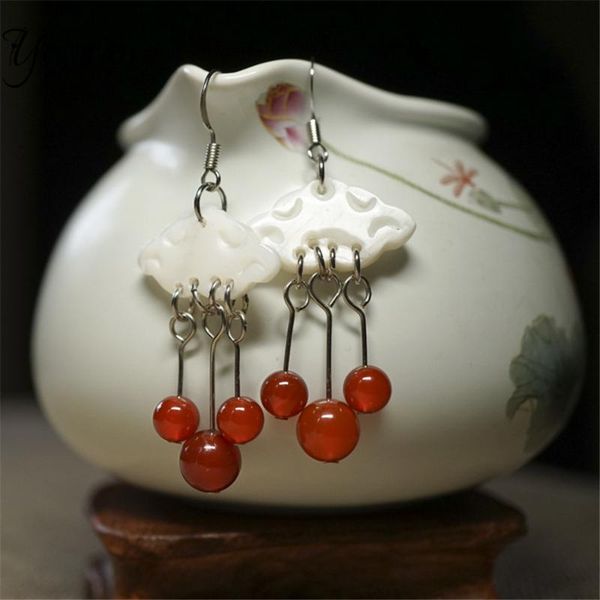 

simple geometric cloud dangle earrings for women ethnic red beads hanging statement drop earrings fashion jewelry brincos gift, Silver