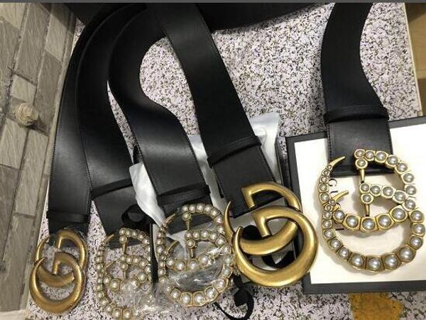 

2020 mens designer pearl belt men luxury belt buckle for man fashion mens leather belts for men /women box and tags, Black;brown