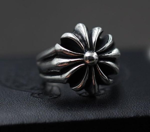 

925 sterling silver rings trend personality jewelry punk style mens and womens lovers gift hip hop cross style luxury designer jewelry 012, Golden;silver