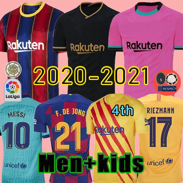 

fc barcelona soccer jersey 20 21 camisetas de futbol ansu fati 2020 2021 messi griezmann de jong maillots de football shirt men kids kit, Black;yellow