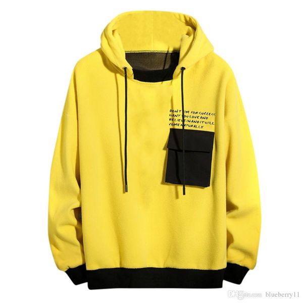 

sweatshirt men street streetwear casual harajuku sweatshirt letter printed pocket round collar hip hop hoodies sweatshirt, Black