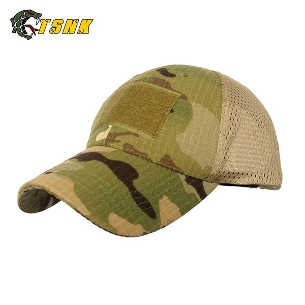 

t.s.n.k tactical grid breathable bionic camouflage sun hat climbing fishing cap snapback brand hat, Black;white