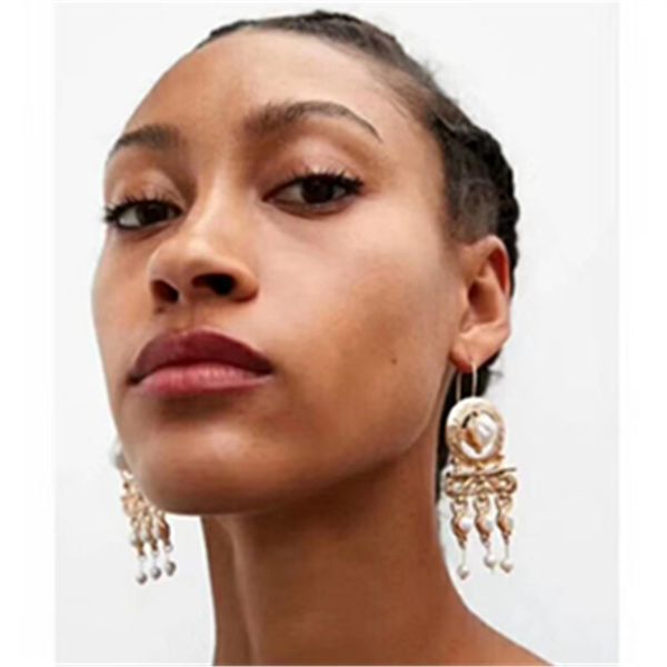 

pearl long neon summer beach jewelry trendy geometric statement women earring girl hanging fashion jewelry drop earrings, Silver
