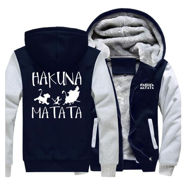

hakuna matatat cartoon mens hoodies 2019 winter coat the lion king sweatshirts mens raglan sportswear funny anime warm clothing, Black