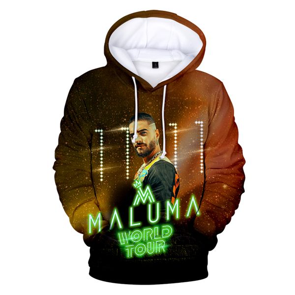 

singer maluma 3d hoodies sweatshirts boys/girls autumn winter warm long sleeve tracksuits pullovers hip-hop streetwear coats, Black