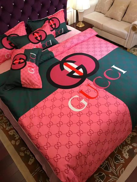 

branded cotton 4pcs bedding sets designer strip flower home textiles duvet cover pillowcase winter  bedding sheet