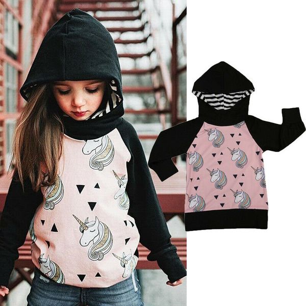 

toddler kids baby girls unicorn clothes hoodie sweatshirt hooded outfits, White;black