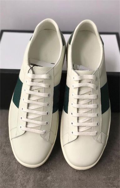 

2019designer shoes crystal embroidered ace leather sneaker low-leather trainers rubber bottom snake bee stripes pattern casual shoes, Black