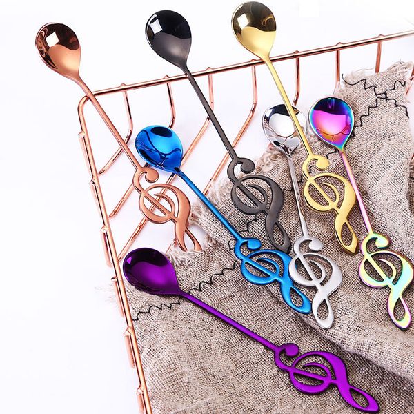 

stainless steel spoon coffee spoons music symbol stirring spoon teaspoon bar restaurant kitchen supplies accessories wx9-1370