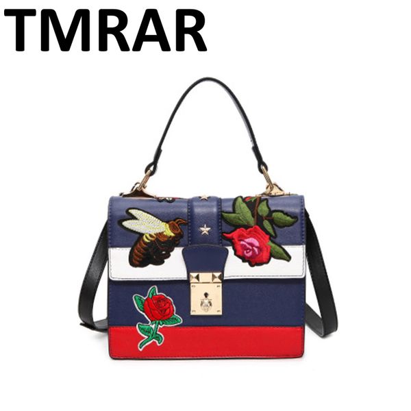 

new leather embroidery bee padder women lock handbags lady satchel color bang design and chic girls shoulder bags m1970