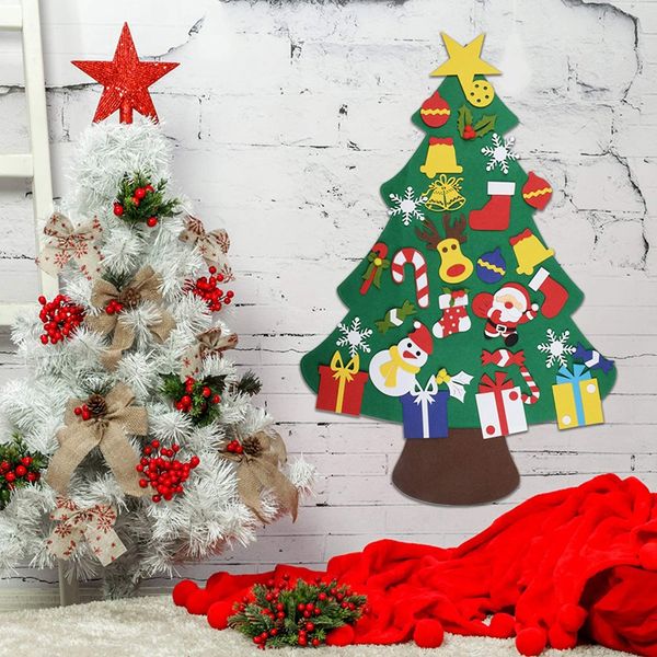 Felt Christmas Tree Diy Christmas Tree With Detachable Ornaments Wall Decor With Hanging Rope For Toddlers Kids Xmas Gif Christmas Holiday Decor