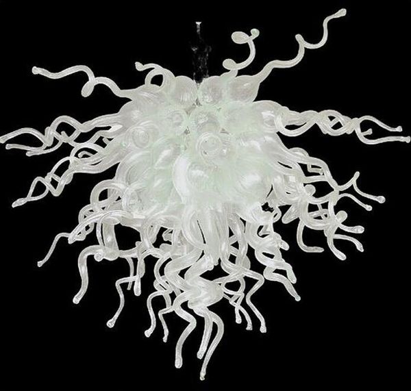 Candeeiros Novidade Arte Branco Murano Lustres Iluminação Decoração da Sala de Estar Lâmpadas LED Feito à Mão Lustre de Vidro Soprado Pingente de Luz