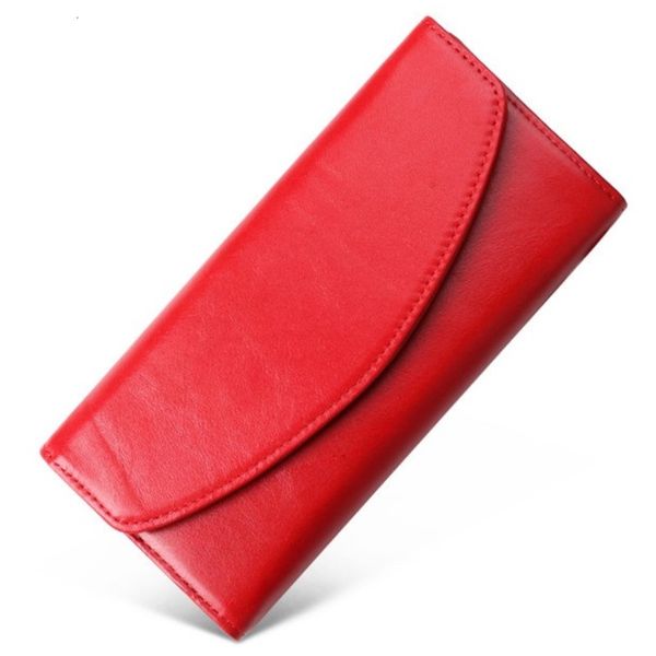 

first layer of cowhide female wallets hasp genuine leather long design lovers women wallets mobile phone clutch bag, Red;black