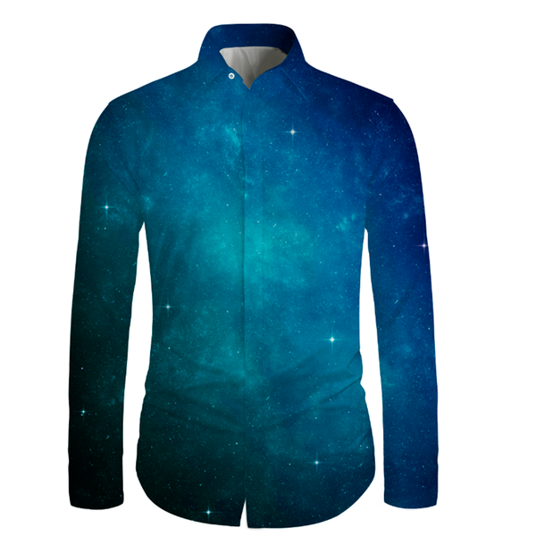 

men's casual shirts 2021 long sleeve starry sky quality 3d printing summer wear, White;black