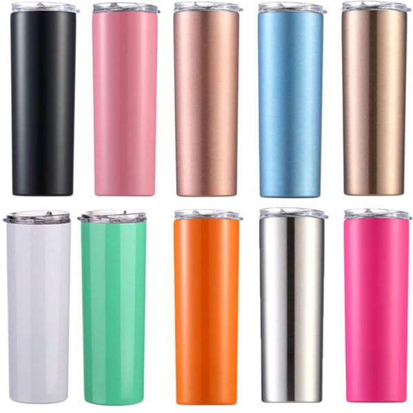 

stainless steel cup tumbler travel water bottles outdoor travel stemless 600ml water mug 10 colors tumblers