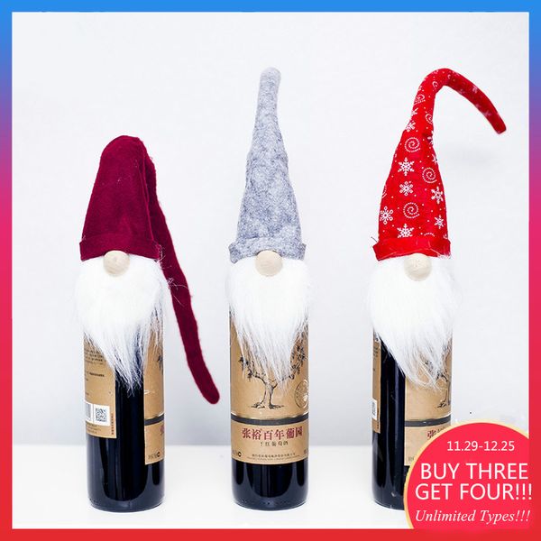 

christmas hats santa clous beard hats for beer wine bottle cap decorations