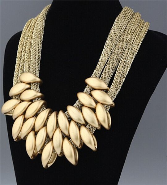 

elegant gold color acrylic rope choker necklace brand european pop hand-woven star statement big pendant necklace, Golden;silver