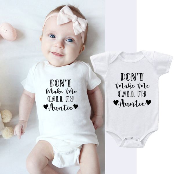 

summer infant newborn baby boy girls cotton letter don't make me call my auntie bodysuit playsuit baby grows outfits, White