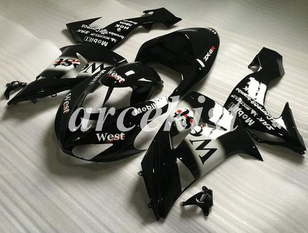 

new abs motorcycle fairings kits fit for kawasaki ninja zx-10r 2006 2007 06 07 body set black white gloss