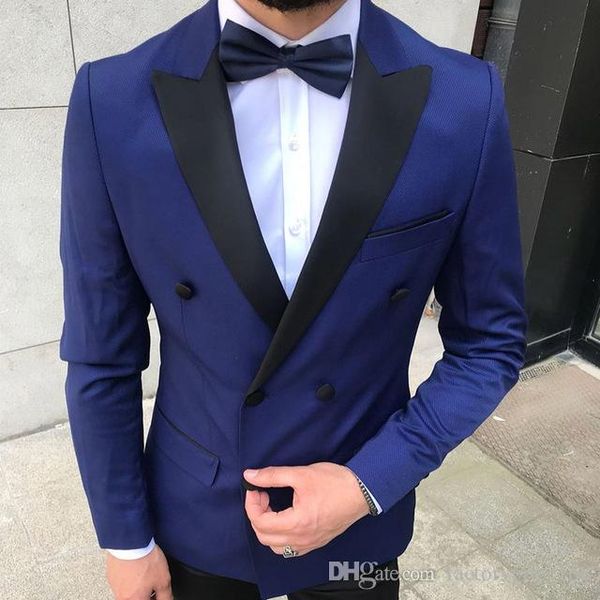 

popular double-breasted groomsmen peak lapel (jacket+pants+tie) groom tuxedos groomsmen man suit mens wedding suits bridegroom a163, Black;gray