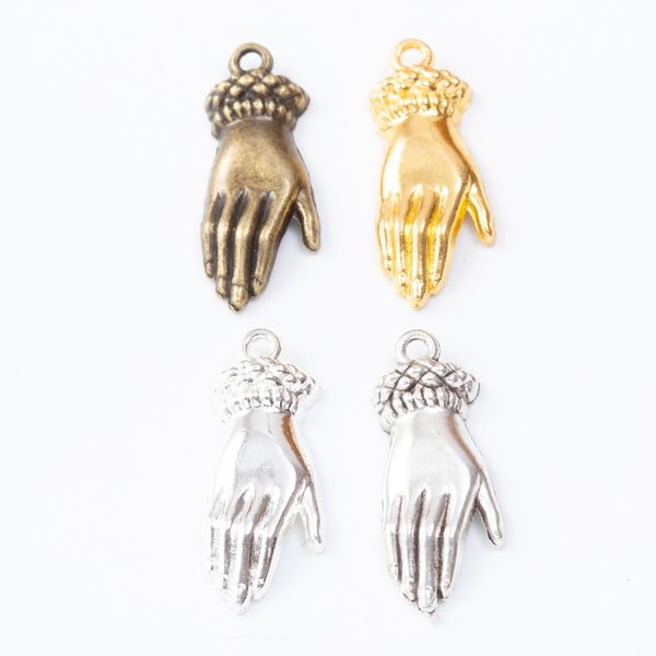 

100pcs 26*10mm antique bronze vintage silver gold palm hand charms metal pendants for bracelet necklace earring diy jewelry, Bronze;silver