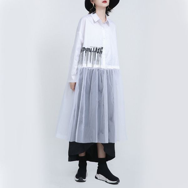 

loose long-sleeve shirt g114, White