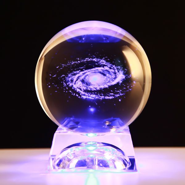 

6 см диаметр глобус галактика миниатюры хрустальный шар 3d лазерная гравировка кварцевый стеклянный шар сфера украшения дома аксессуары пода