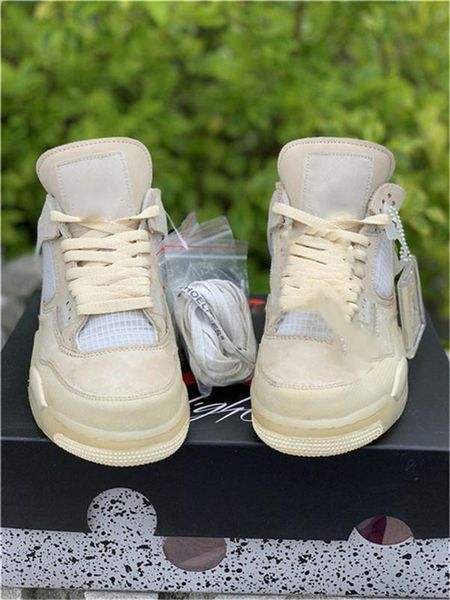 

2020 release off authentic white 4 sp wmns sail bred man basketball shoes muslin white black zapatos sneakers with original box