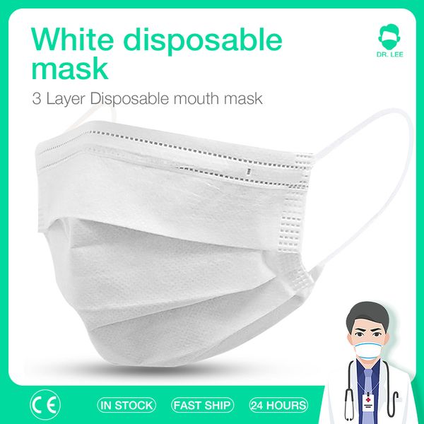 

50 pcs lot face mouth mask disposable 3 layers health care pm2.5 white facial protective masks